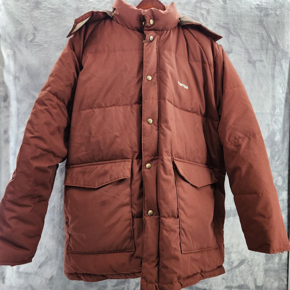 Medium Men's Alaska Safari Down puffer coat kemps hood double zipper snaps